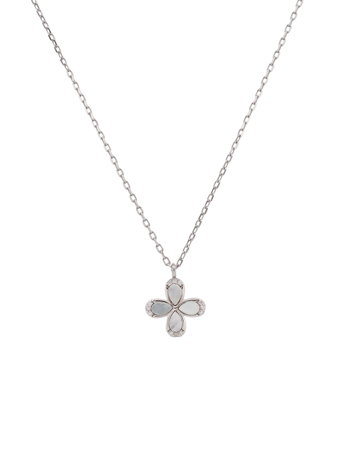 Yan Taşlı Sedef Yonca Kolye