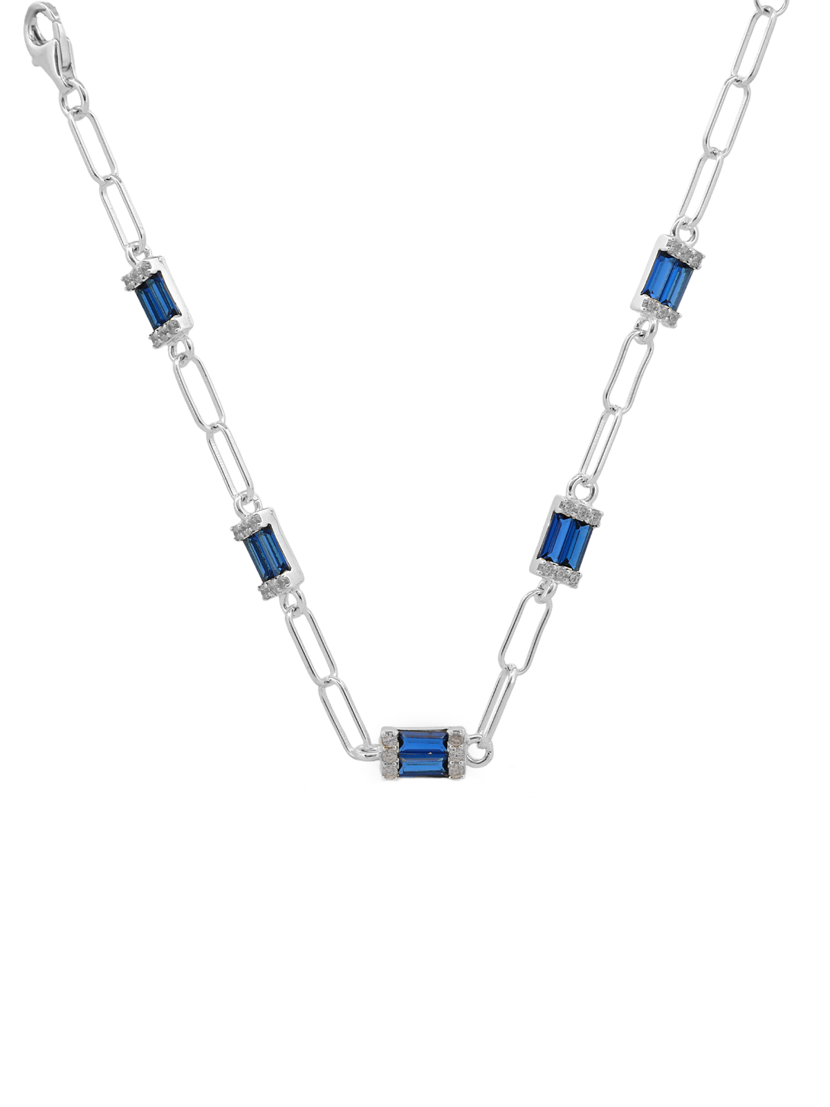 Yan Taşlı Beş Lacivert İkili Baget Ataç Zincir Bileklik