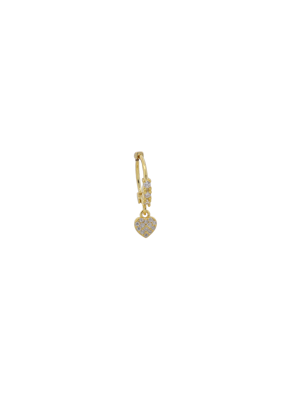 Taşlı Kalp Sallantılı Üç Taşlı Halka Piercing