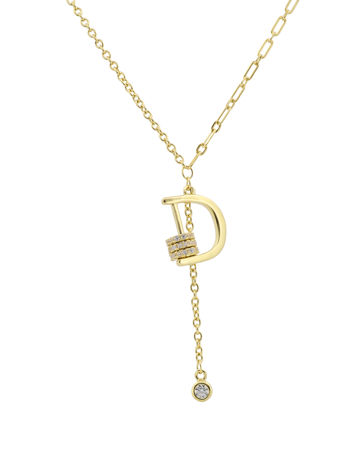 Tohum Taş Sallantılı Üç Halkalı D Kolye