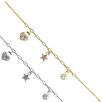 Tohum Taşlı Kalp Kilit Yıldız Charm Bileklik