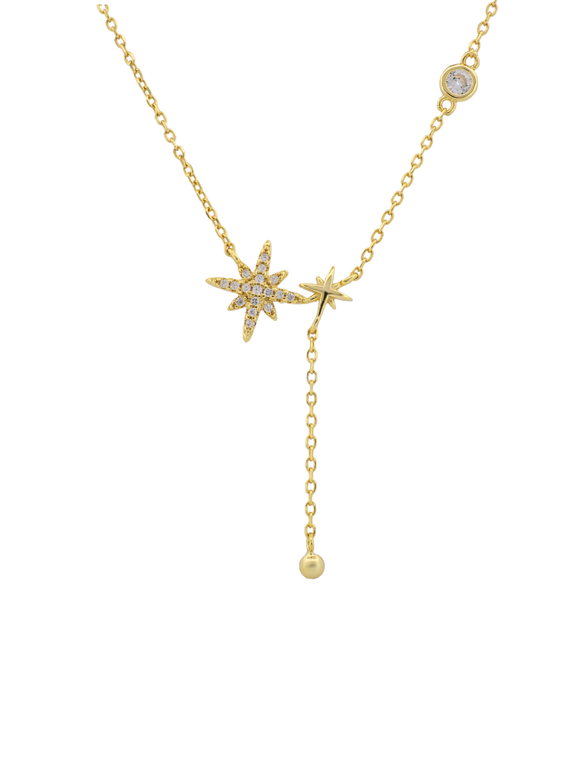 Zincirli Top Sallantılı İkili Kutup Yıldızı Y Kolye