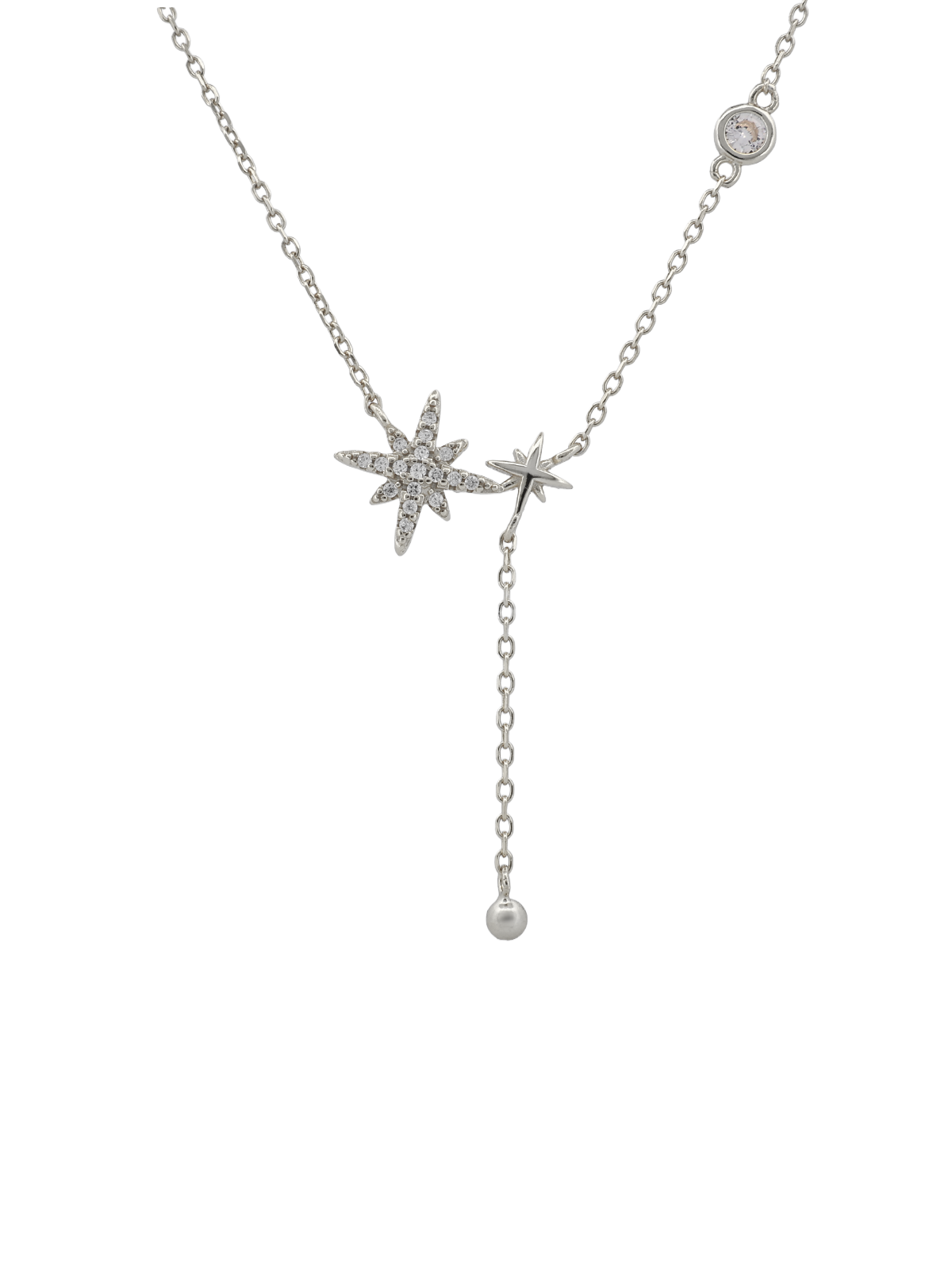 Zincirli Top Sallantılı İkili Kutup Yıldızı Y Kolye