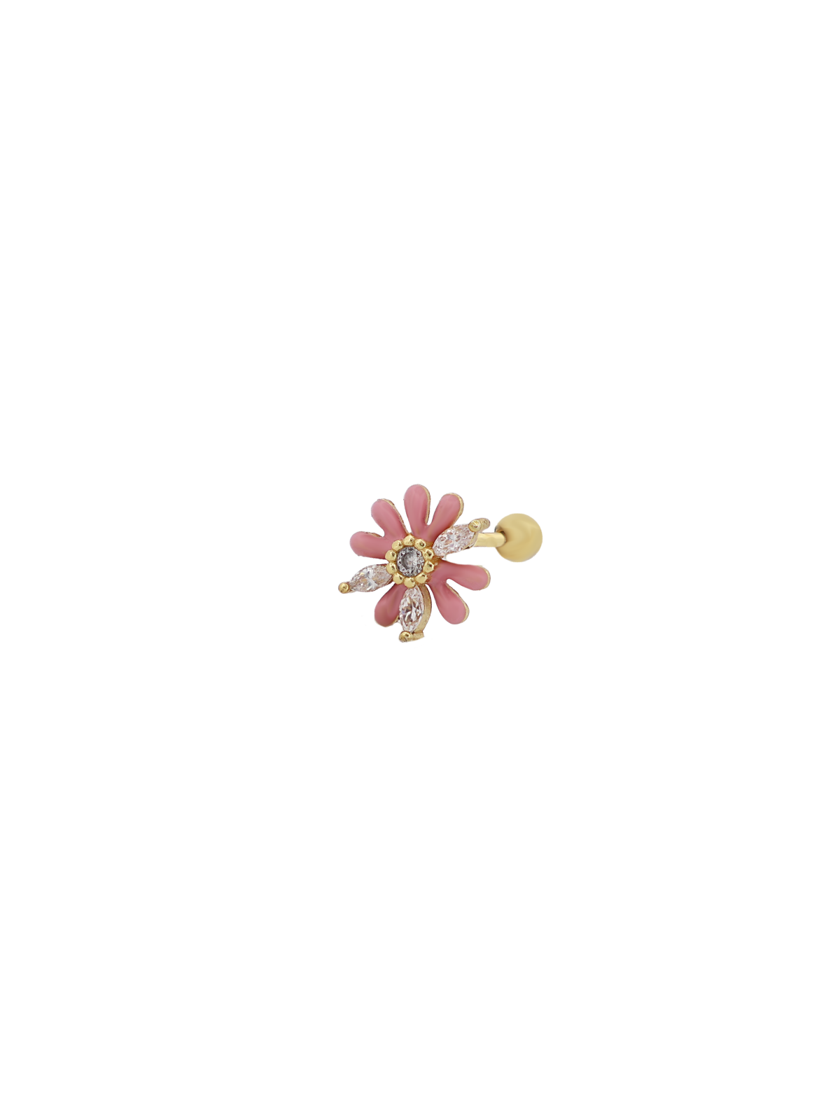 Üç Markiz Taşlı Pembe Papatya Piercing