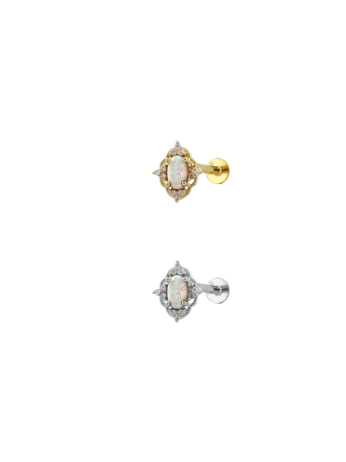 Vintage Oval Opal Taşlı Piercing