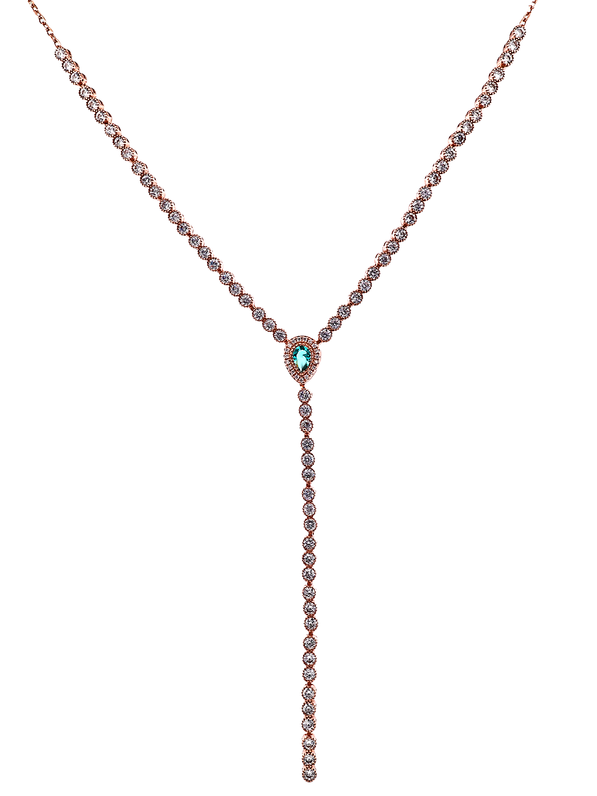 Vintage Damla Taşlı Su Yolu Y Kolye