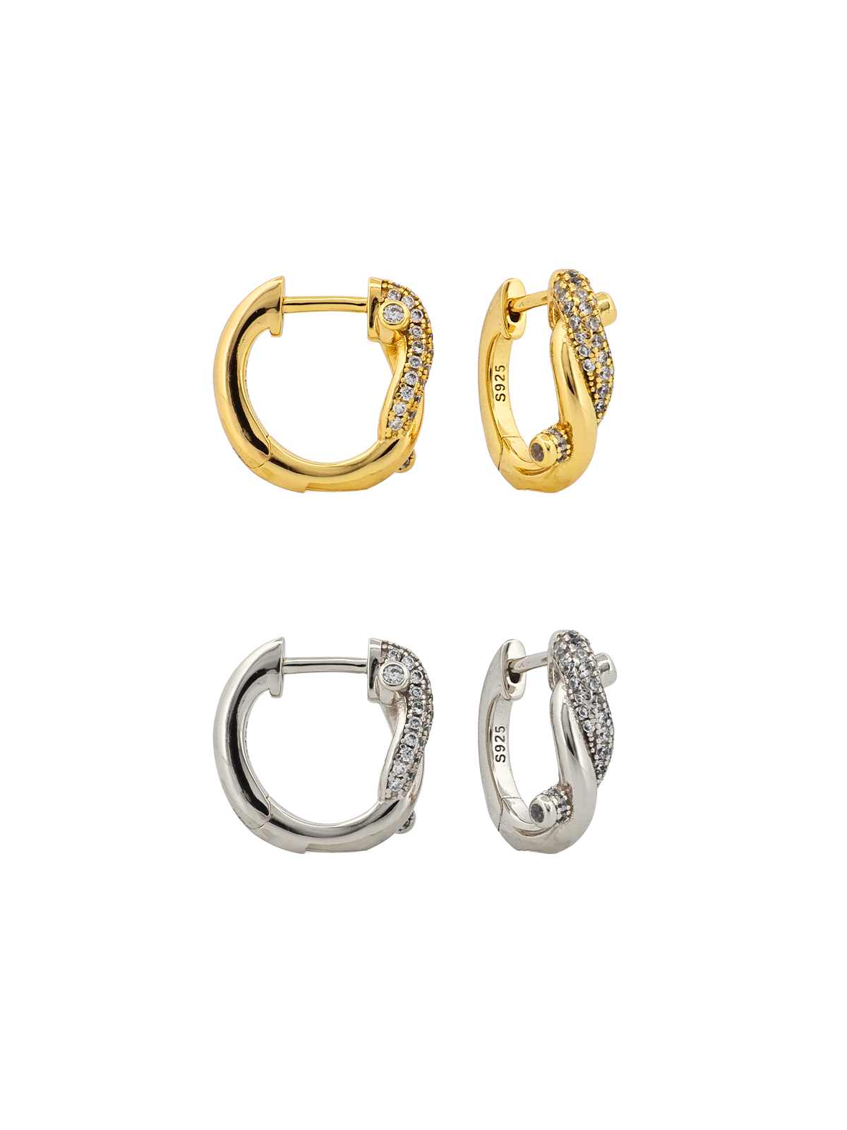 Yarısı Taşlı Halat Halka Küpe