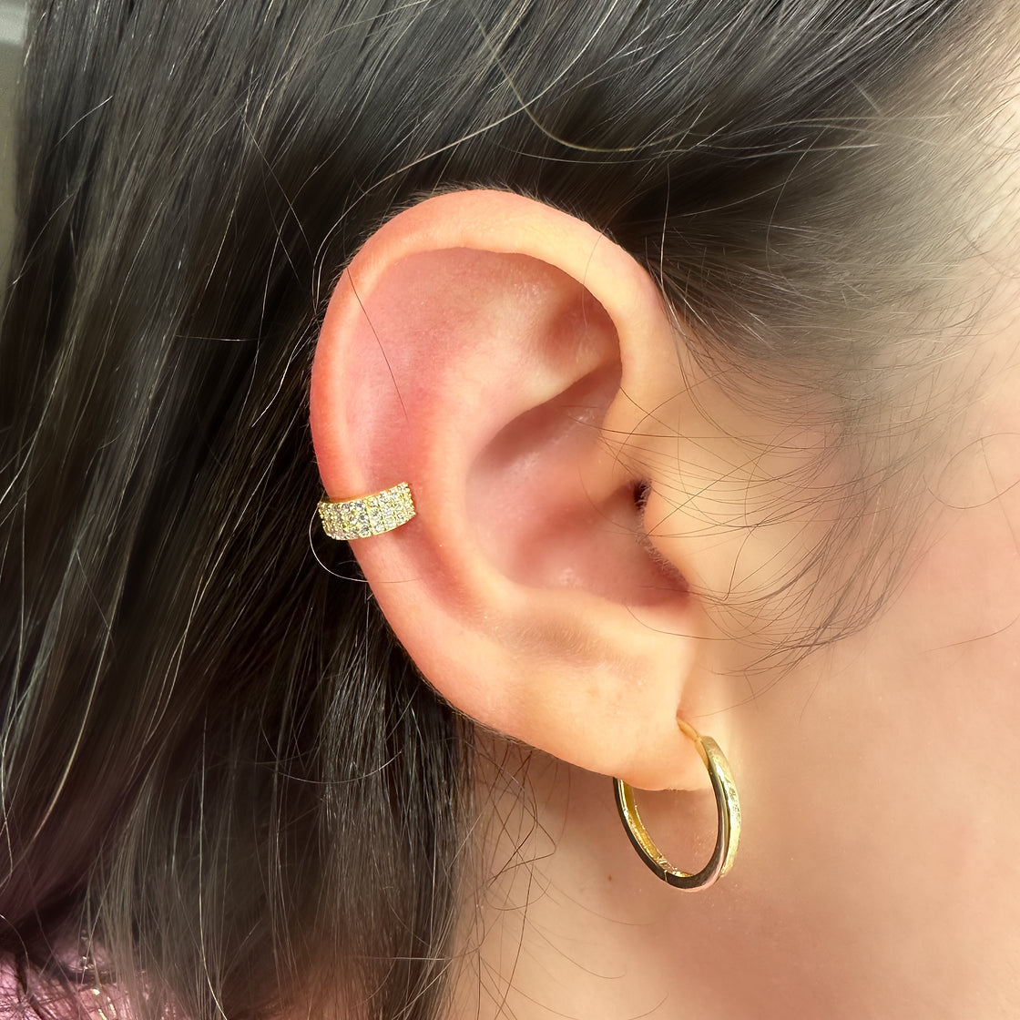 Yarısı Taşlı Kalın Mini Ear Cuff