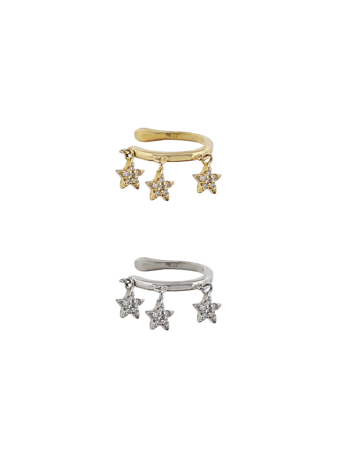 Taşlı Üç Yıldız Sallantılı Ear Cuff