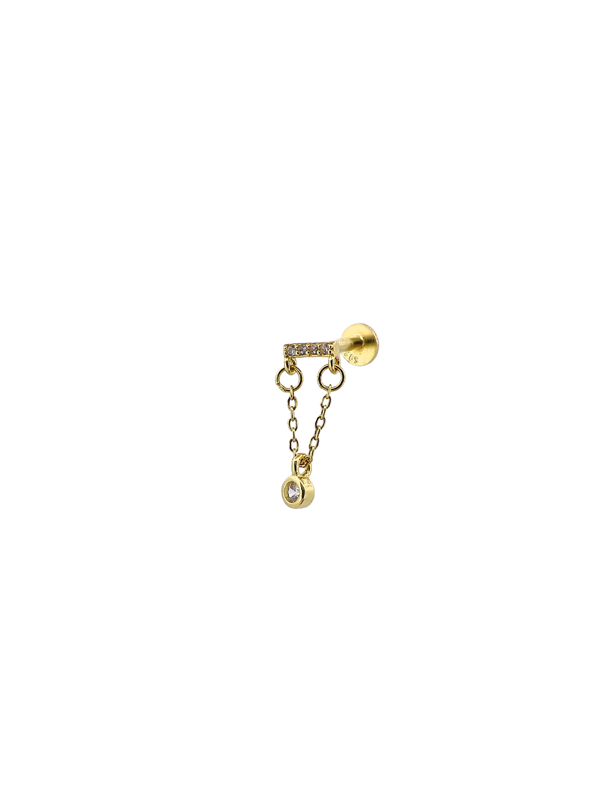 Zincirli Taş Sallantılı Yatay Bar Piercing