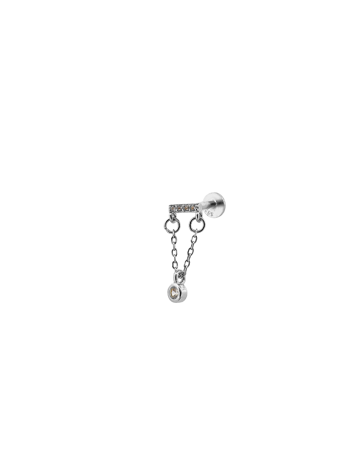 Zincirli Taş Sallantılı Yatay Bar Piercing