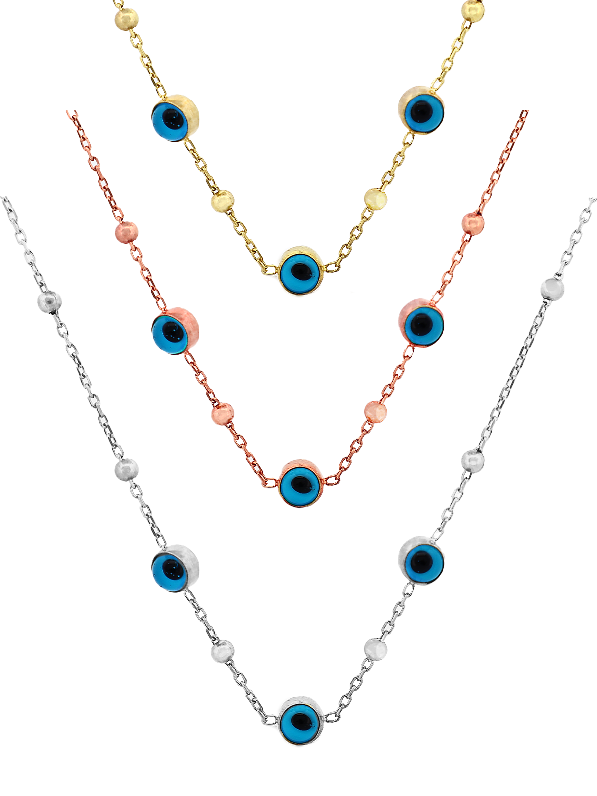 Üç Nazar Top Zincir Bileklik