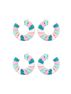 Parçalı Renkli Mineli C Küpe