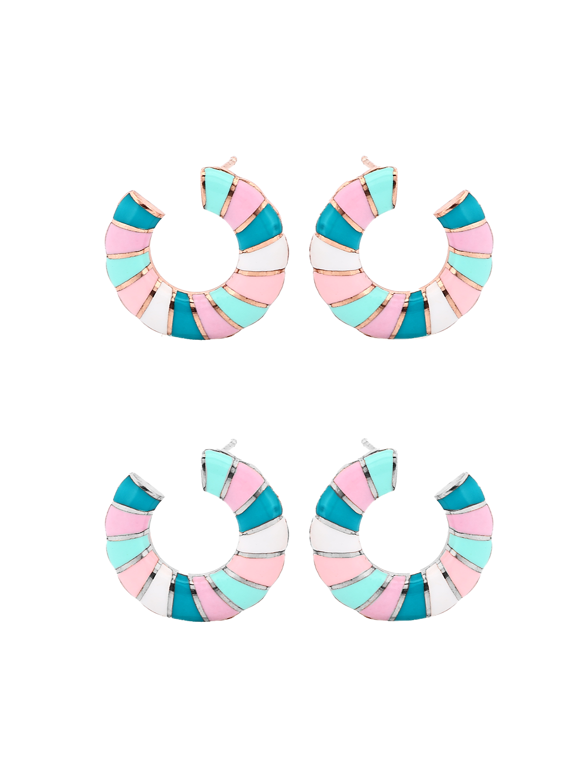 Parçalı Renkli Mineli C Küpe